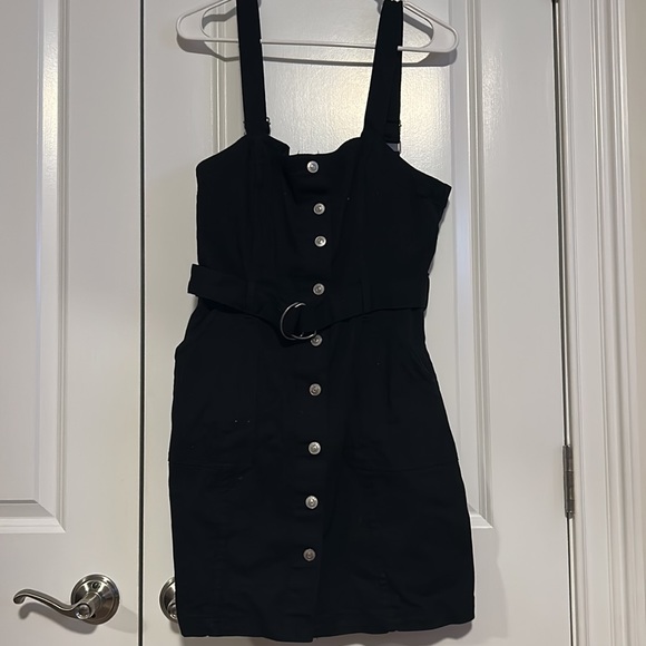 H&M Black button up dress w/belt - Picture 2 of 8